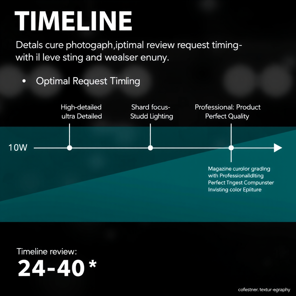 Timeline infographic showing optimal review request timing with 24-48 hour window highlighted