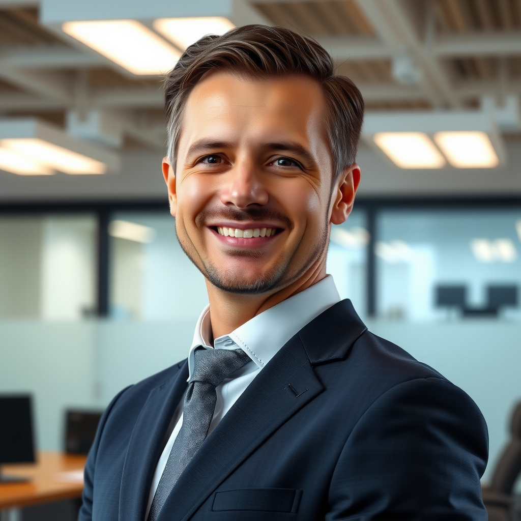Professional headshot of Michael Patterson, Chief Technology Officer, in smart casual attire with modern office background